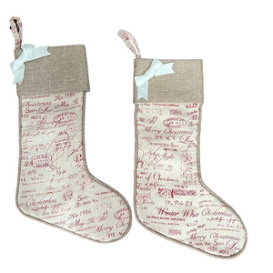 Set of 2 Shabby Chic Farmhouse Christmas Stockings